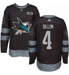 Mens Adidas San Jose Sharks 4 Brenden Dillon Authentic Black 1917 2017 100th Anniversary NHL Jersey 