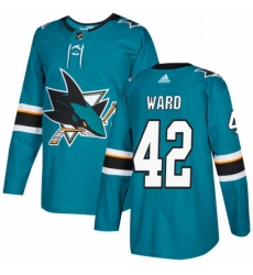 Mens Adidas San Jose Sharks 42 Joel Ward Premier Teal Green Home NHL Jersey 