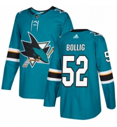 Mens Adidas San Jose Sharks 52 Brandon Bollig Premier Teal Green Home NHL Jersey 