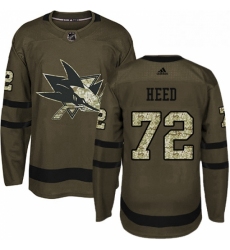 Mens Adidas San Jose Sharks 72 Tim Heed Premier Green Salute to Service NHL Jersey 