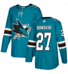 Youth Adidas San Jose Sharks 27 Joonas Donskoi Authentic Teal Green Home NHL Jersey 