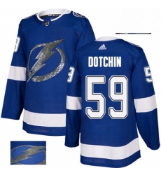 Mens Adidas Tampa Bay Lightning 59 Jake Dotchin Authentic Royal Blue Fashion Gold NHL Jersey 