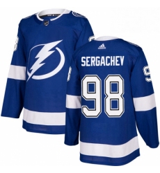 Mens Adidas Tampa Bay Lightning 98 Mikhail Sergachev Authentic Royal Blue Home NHL Jersey 