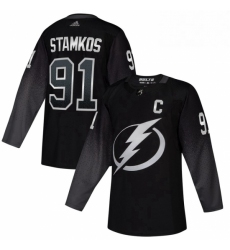 Mens Tampa Bay Lightning 91 Steven Stamkos adidas Alternate Authentic Player Jersey Black 