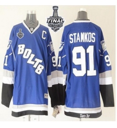 Tampa Bay Lightning #91 Steven Stamkos Blue Third 2015 Stanley Cup Stitched NHL jersey