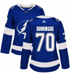 Womens Adidas Tampa Bay Lightning 70 Louis Domingue Authentic Royal Blue Home NHL Jersey 