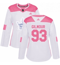 Womens Adidas Toronto Maple Leafs 93 Doug Gilmour Authentic WhitePink Fashion NHL Jersey 