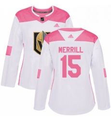 Womens Adidas Vegas Golden Knights 15 Jon Merrill Authentic WhitePink Fashion NHL Jersey 