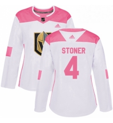 Womens Adidas Vegas Golden Knights 4 Clayton Stoner Authentic WhitePink Fashion NHL Jersey 