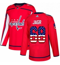 Mens Adidas Washington Capitals 68 Jaromir Jagr Authentic Red USA Flag Fashion NHL Jersey 