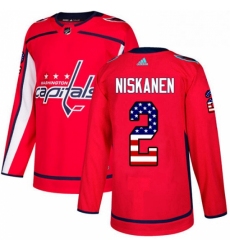 Youth Adidas Washington Capitals 2 Matt Niskanen Authentic Red USA Flag Fashion NHL Jersey 