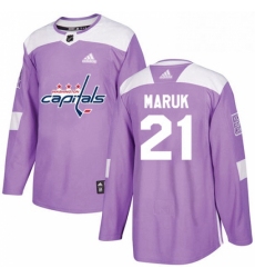 Youth Adidas Washington Capitals 21 Dennis Maruk Authentic Purple Fights Cancer Practice NHL Jersey 