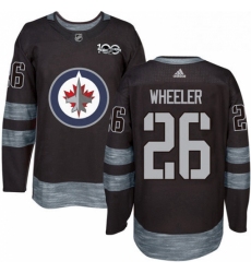 Mens Adidas Winnipeg Jets 26 Blake Wheeler Authentic Black 1917 2017 100th Anniversary NHL Jersey 