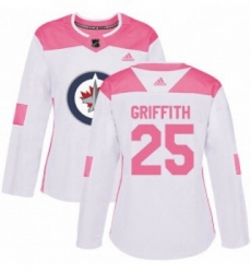 Womens Adidas Winnipeg Jets 25 Seth Griffith Authentic White Pink Fashion NHL Jersey 