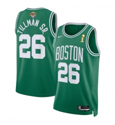 Men Boston Celtics 26 Xavier Tillman Sr  Kelly Green 2024 Finals Champions Icon Edition Stitched Basketball Jersey