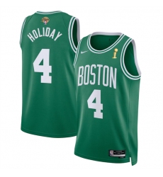 Men Boston Celtics 4 Jrue Holiday Green 2024 Finals Champions Icon Edition Stitched Basketball Jersey