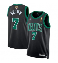 Men Boston Celtics 7 Jaylen Brown Black 2024 Finals Champions Statement Edition Stitched Basketball Jersey