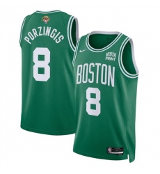 Men Boston Celtics 8 Kristaps Porzingis Kelly Green 2024 Finals Icon Edition Stitched Basketball Jersey