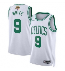 Men Boston Celtics 9 Derrick White White 2024 Finals Association Edition Stitched Basketball Jersey