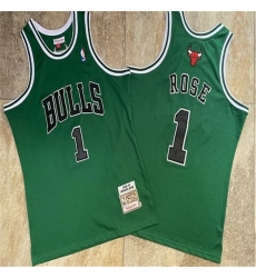 Bulls 1 Derrick Rose Green 2008 09 Hardwood Classics Jersey