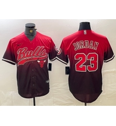 Men Chicago Bulls 23 Michael Jordan Red Black With Patch Cool Base Stitched Baseball jerseys 3
