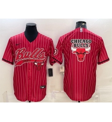 Men Chicago Bulls Red Team Big Logo Cool Base Stitched Baseball JerseyS