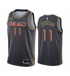 Nike Chicago Bulls 11 Demar Derozan Black NBA Swingman 2020 21 City Edition Jersey