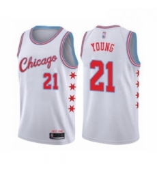 Youth Chicago Bulls 21 Thaddeus Young Swingman White Basketball Jersey City Edition 