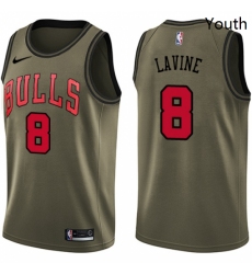 Youth Nike Chicago Bulls 8 Zach LaVine Swingman Green Salute to Service NBA Jersey