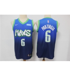 Mavericks 6 Kristaps Porzingis Blue 2020 City Edition Nike Swingman Jersey