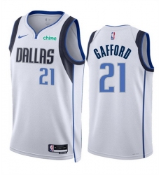 Men Dallas Mavericks 21 Daniel Gafford White Association Edition Stitched Basketball Jersey
