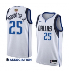 Men Dallas Mavericks 25 P J  Washington Jr  White 2024 Finals Association Edition Stitched Basketball Jersey