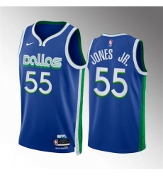 Men Dallas Mavericks 55 Derrick Jones Jr Blue City Edition Stitched Basketball Jersey
