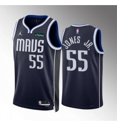 Men Dallas Mavericks 55 Derrick Jones Jr Navy Statement Edition Stitched Basketball Jersey