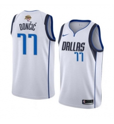 Men Dallas Mavericks 77 Luka Doncic White 2024 Finals Association Edition Stitched Basketball Jersey