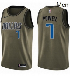 Mens Nike Dallas Mavericks 7 Dwight Powell Swingman Green Salute to Service NBA Jersey 