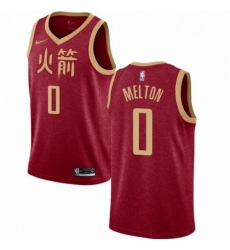 Mens Nike Houston Rockets 0 De Anthony Melton Swingman Red NBA Jersey 2018 19 City Editi