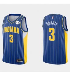 Men Indiana Pacers 3 Chris Duarte 2020 21 Blue City Edition Swingman Stitched Jersey