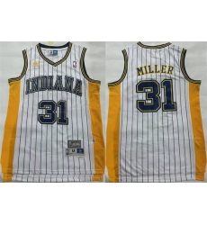 Men Indiana Pacers 31 Reggie Miller White Throwback Stitched Jersey
