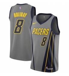 Men Nike Indiana Pacers 8 Justin Holiday Gray NBA Swingman City Edition 2018 19 Jersey