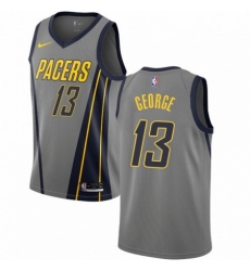 Mens Nike Indiana Pacers 13 Paul George Swingman Gray NBA Jersey City Edition