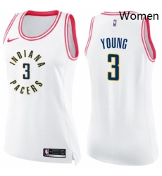 Womens Nike Indiana Pacers 3 Joe Young Swingman WhitePink Fashion NBA Jersey