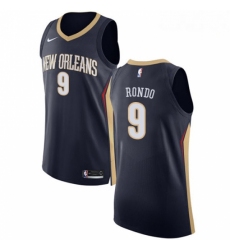 Mens Nike New Orleans Pelicans 9 Rajon Rondo Authentic Navy Blue Road NBA Jersey Icon Edition 