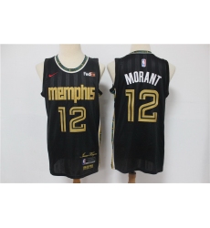 Men Memphis Grizzlies 12 Ja Morant Black 2020 21 City Edition Nike Swingman Jersey