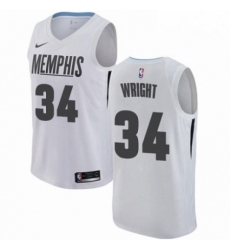 Mens Nike Memphis Grizzlies 34 Brandan Wright Swingman White NBA Jersey City Edition 