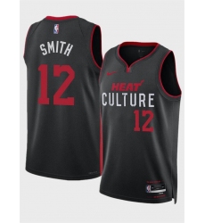 Men Miami Heat 12 Dru Smith Black 2024 City Edition Stitched Basketball Jersey