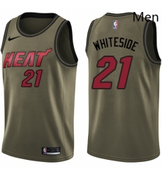 Mens Nike Miami Heat 21 Hassan Whiteside Swingman Green Salute to Service NBA Jersey