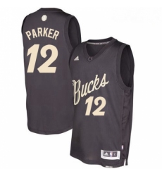 Mens Adidas Milwaukee Bucks 12 Jabari Parker Swingman Black 2016 2017 Christmas Day NBA Jersey