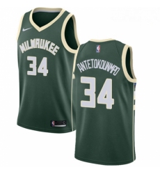 Mens Nike Milwaukee Bucks 34 Giannis Antetokounmpo Swingman Green Road NBA Jersey Icon Edition