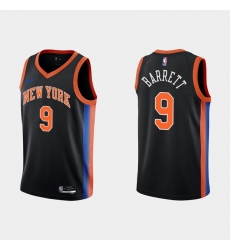 Men New Yok New York Knicks 9 RJ Barrett 2022 23 Black City Edition Stitched Basketball Jersey